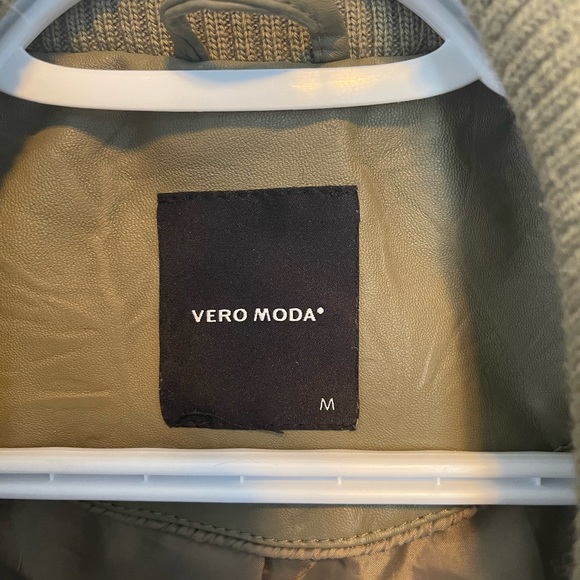 Olive Green Vero Moda Leather Jacket - Picture 6 of 7